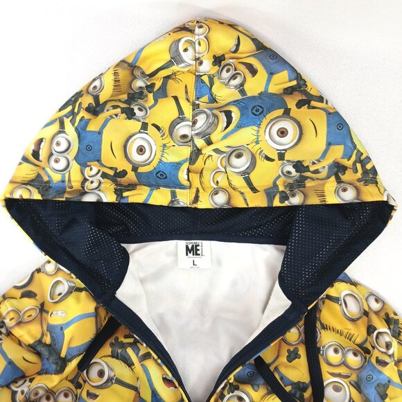 Despicable Me Minion Made Yellow Soft-shell Jacket Windbreaker w/ Hood Like New - Picture 3 of 8